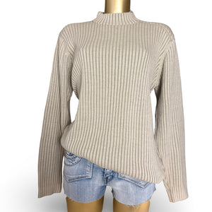 Beige zip up ribbed jumper (XXL)