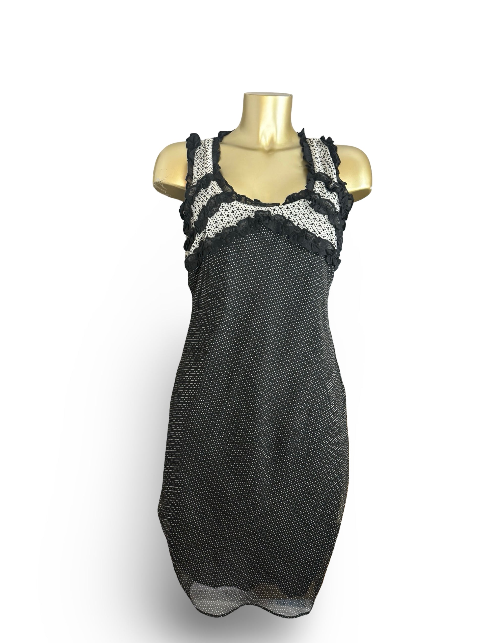 Black mesh lined mid dress (M)