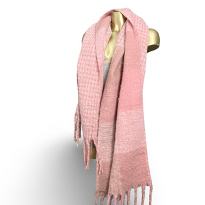 Pink knitted winter scarf
