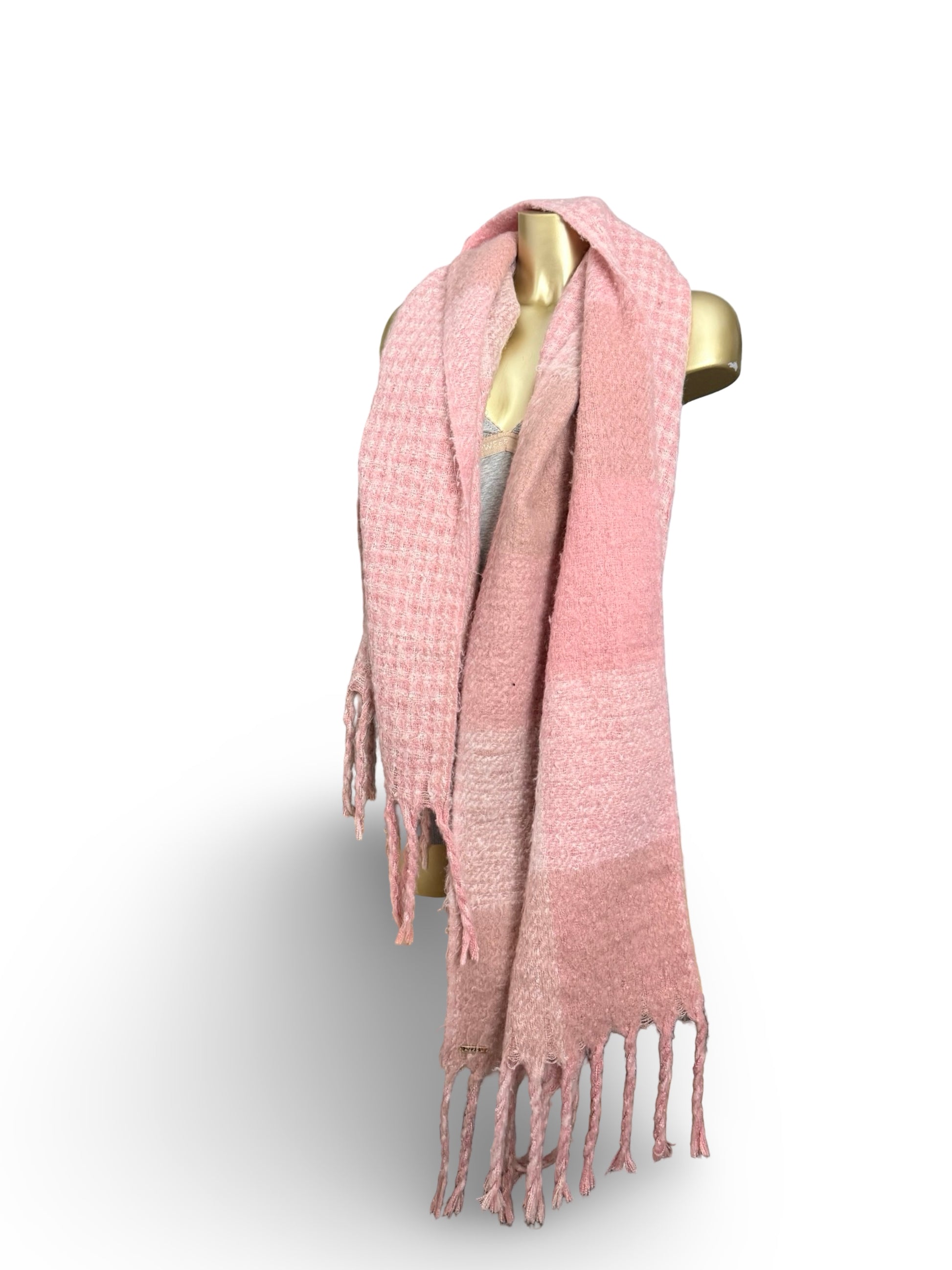 Pink knitted winter scarf