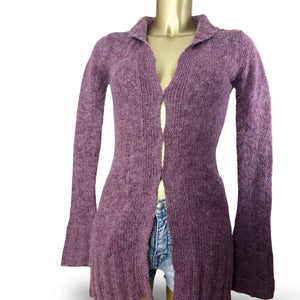 Purple mohair cardigan jumper (S/M)