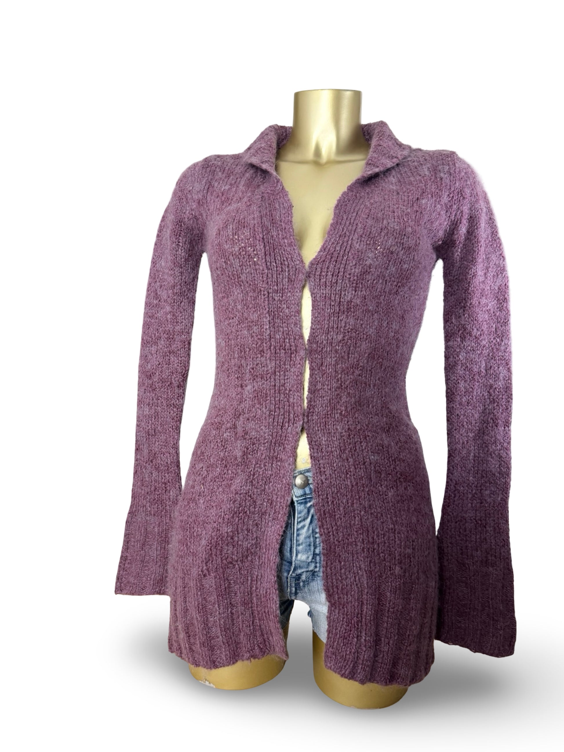 Purple mohair cardigan jumper (S/M)