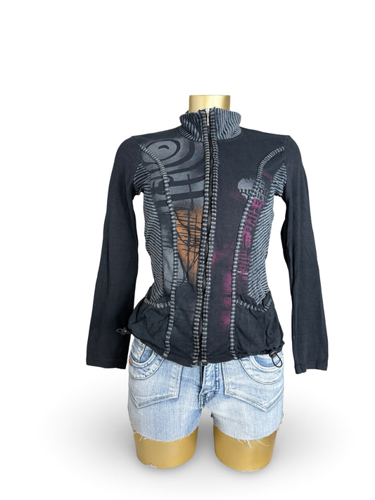 Black graphic cotton sweatshirt (S)