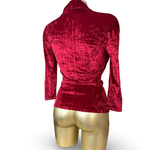 Red velvet tight fit long sleeves top (S)