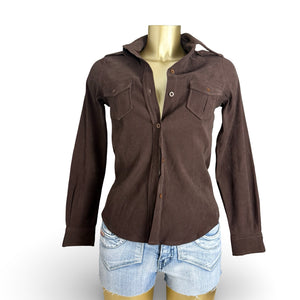 Brown buttons up long sleeves shirt (S/M)