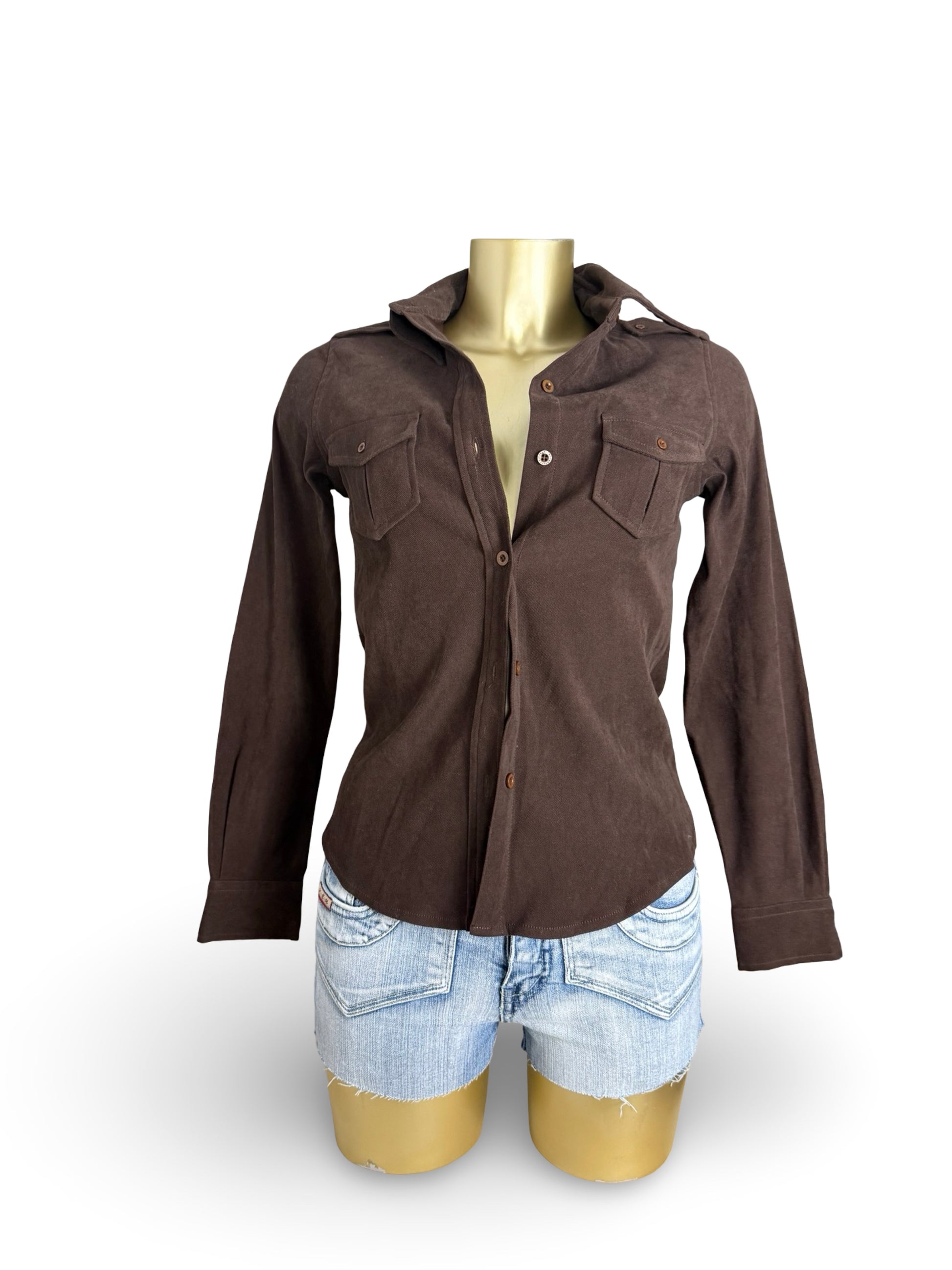 Brown buttons up long sleeves shirt (S/M)