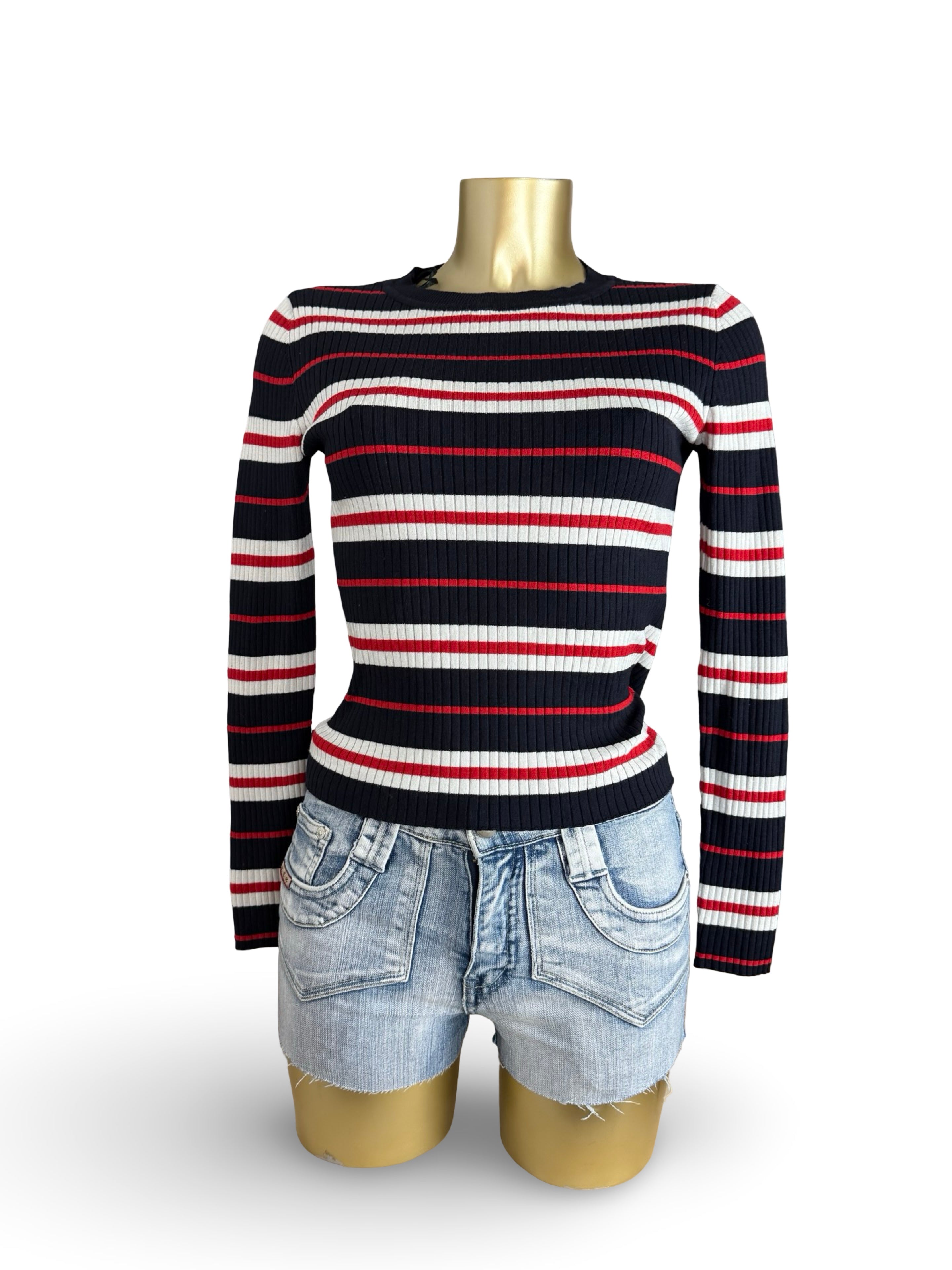 Black & red striped long sleeves top (M)