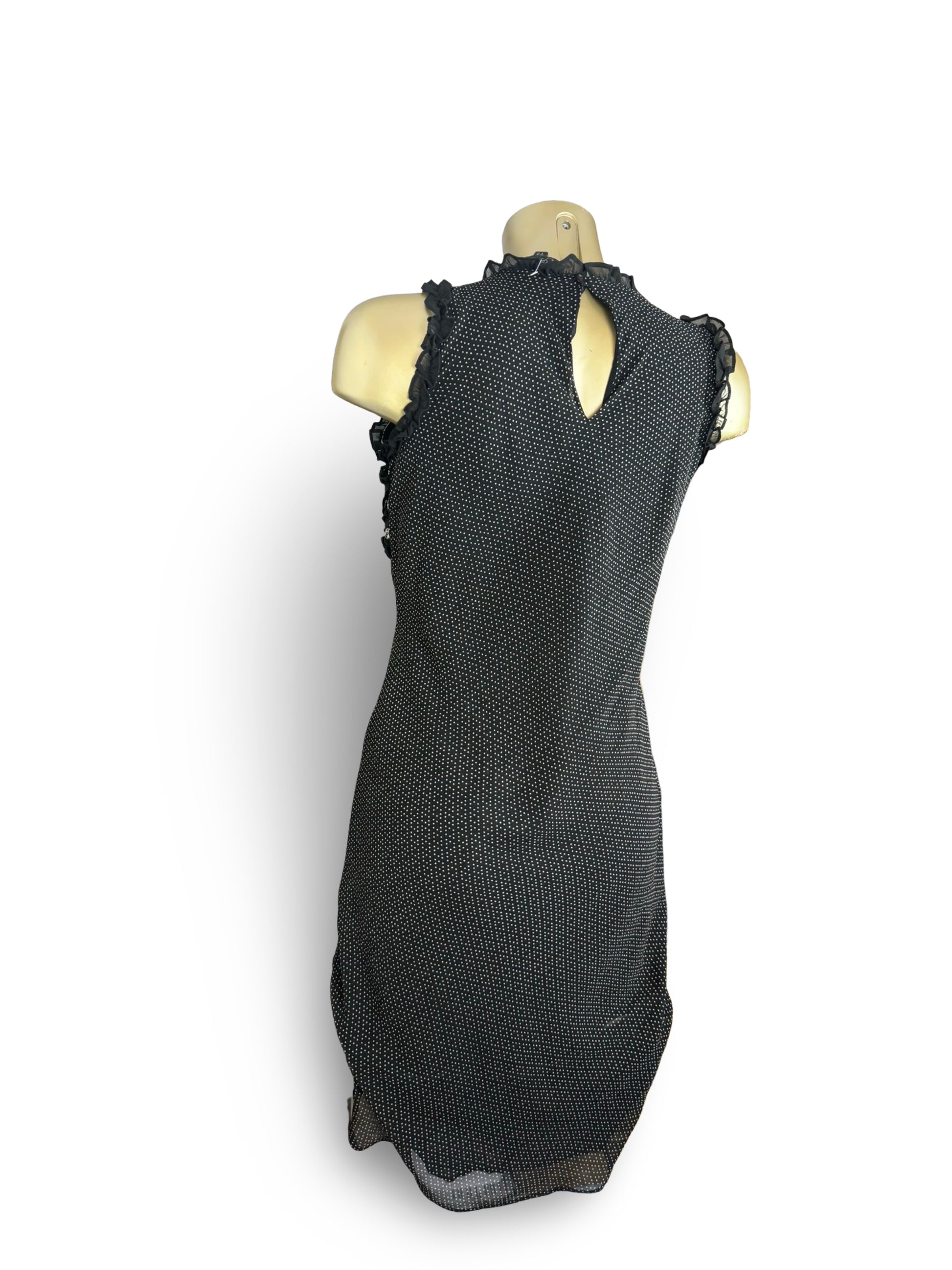 Black mesh lined mid dress (M)