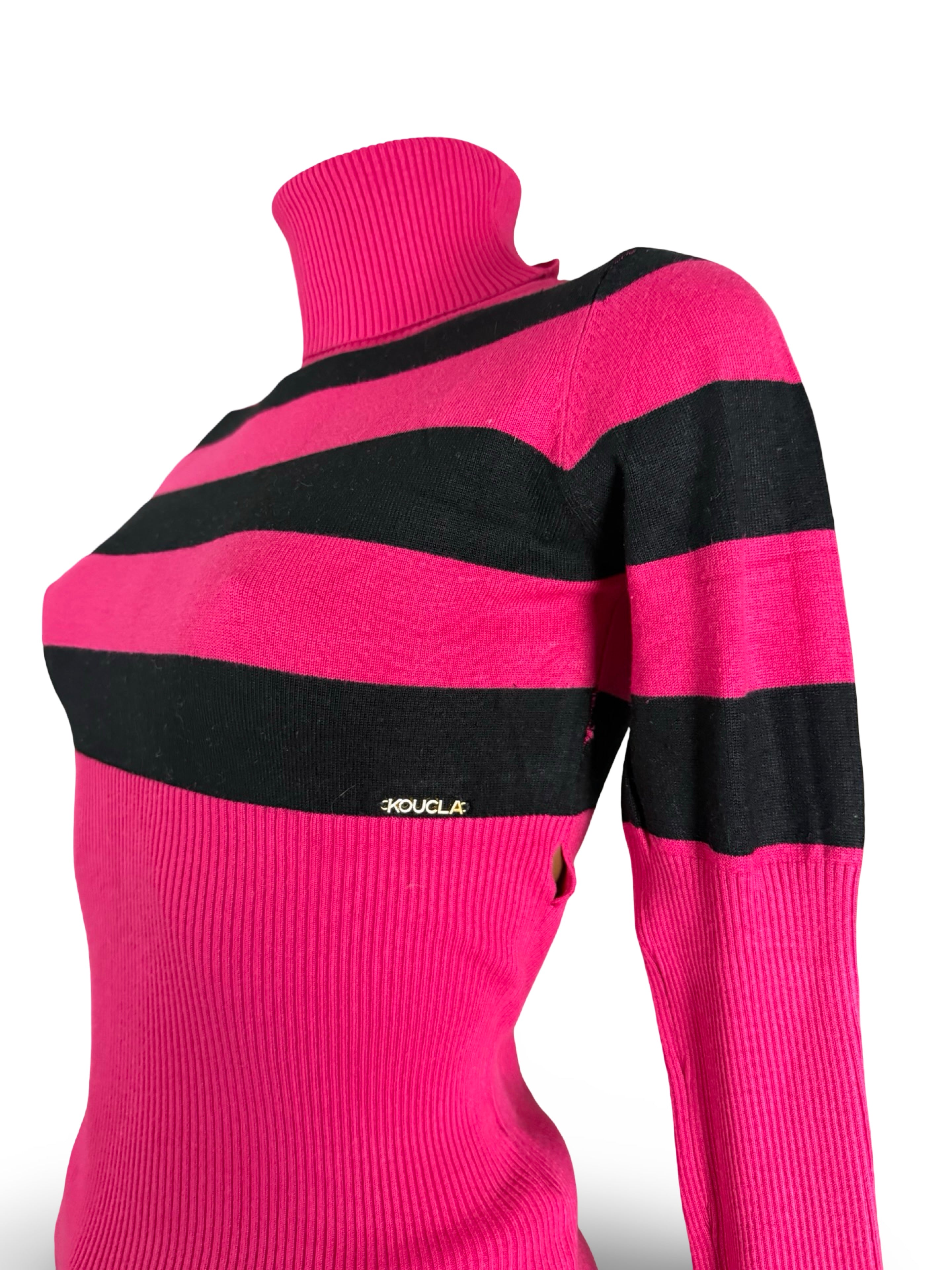 Pink striped turtleneck jumper (S/M)