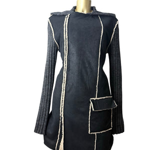 Grey bi fabric suede knit trench coat (M/L)