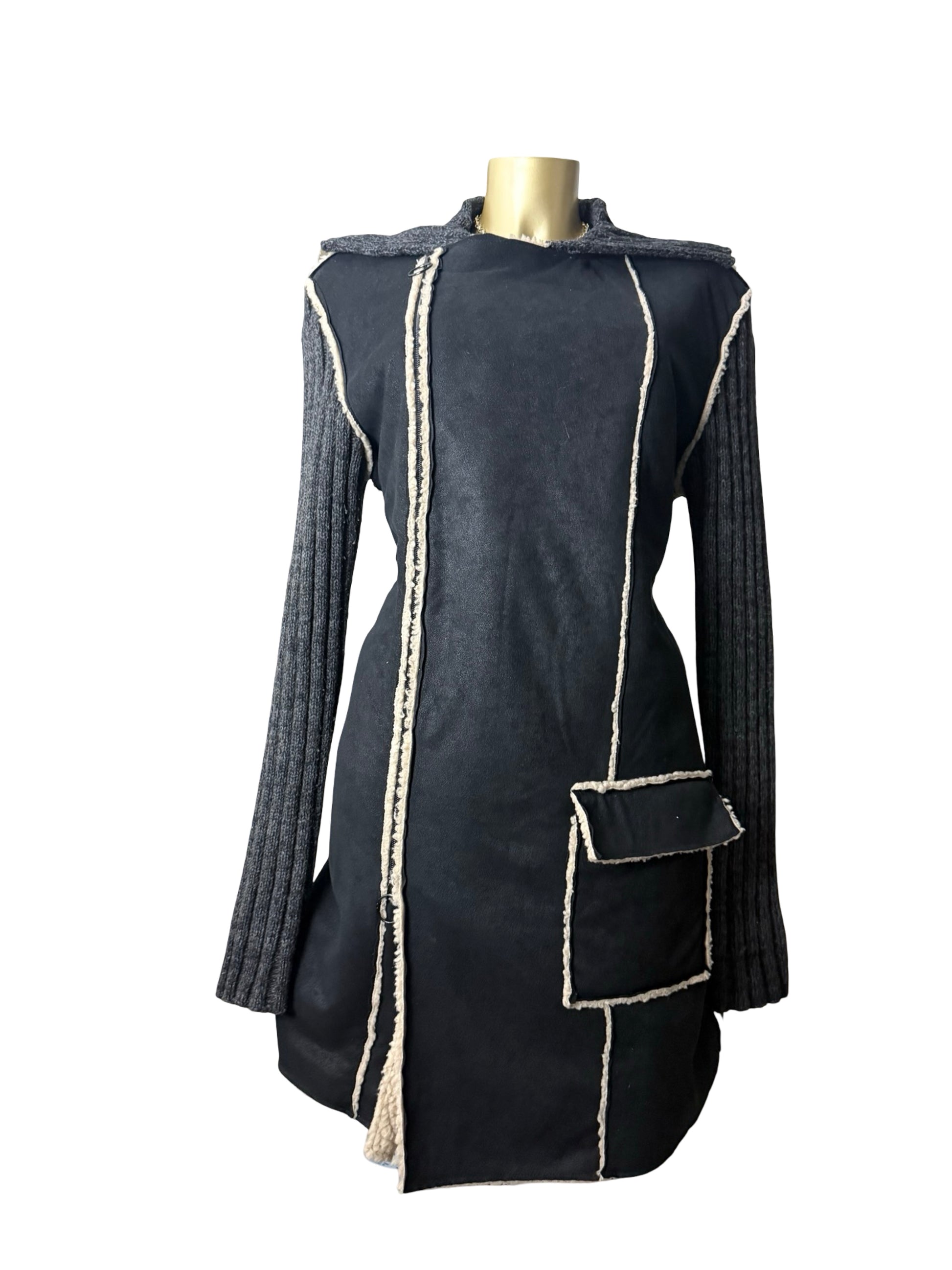 Grey bi fabric suede knit trench coat (M/L)