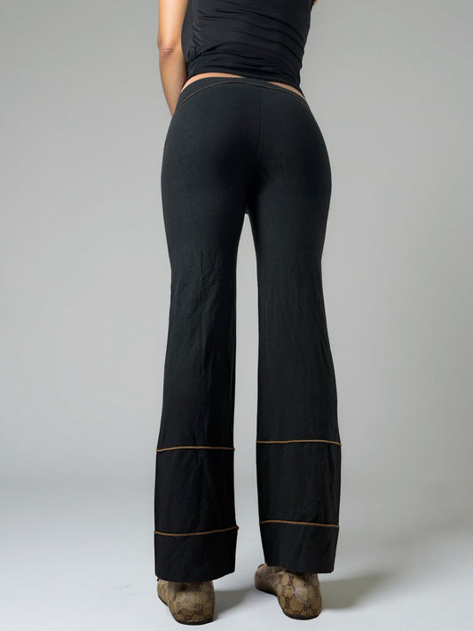 Black activewear cotton low rise flared joggers pants (XS/S)