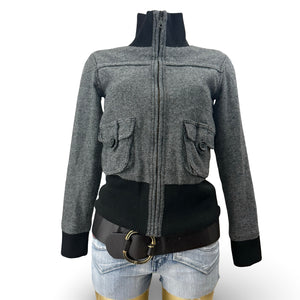 Grey zip up winter jacket (M)