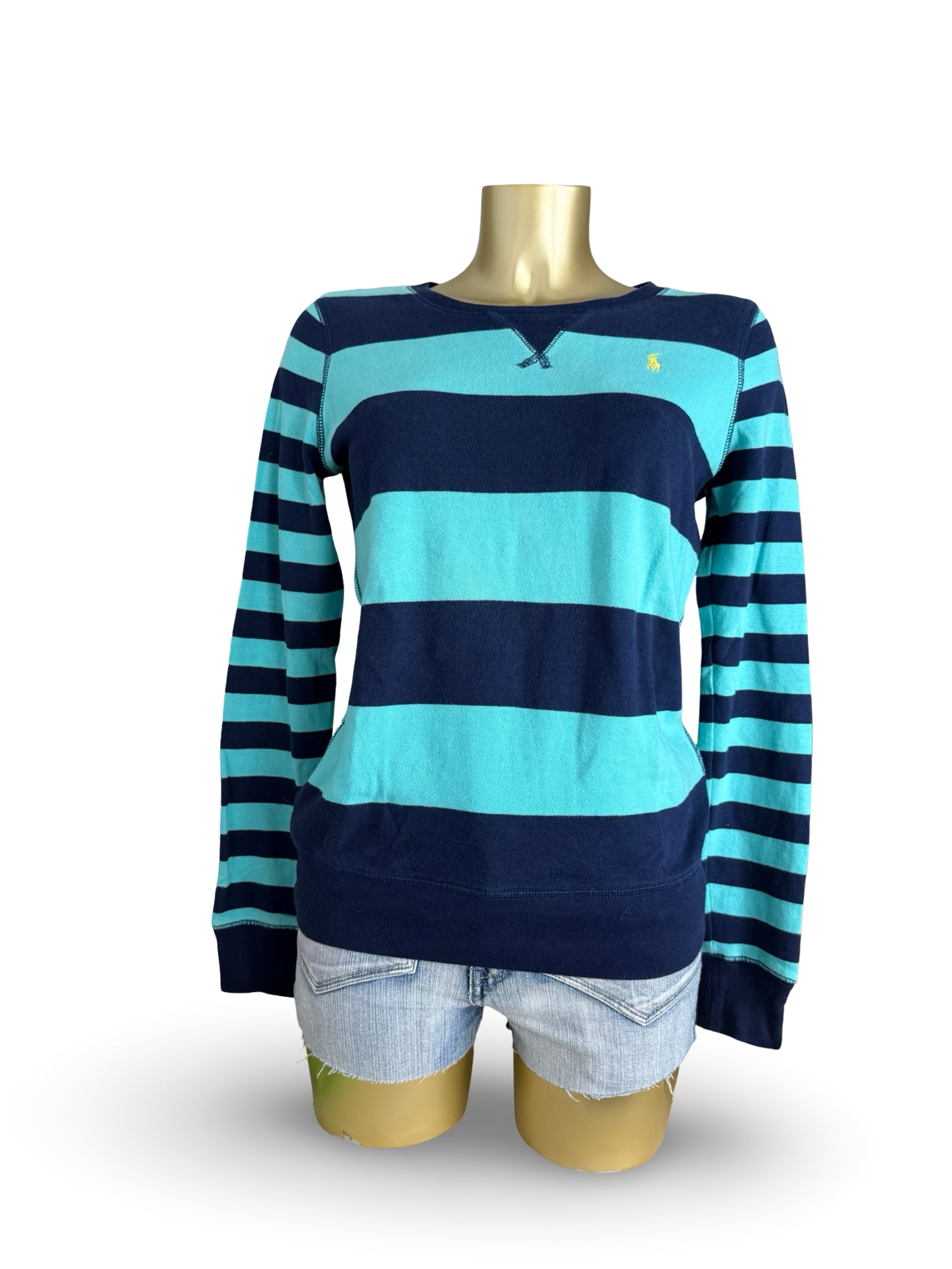 Blue striped cotton logo jumper (S/M)