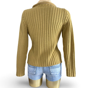 Beige bi fabric zip up biker jacket (M/L)