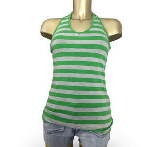 Green striped halter top (XS)