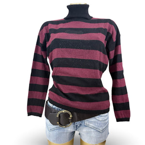 Black & burgundy turtleneck jumper (XL)