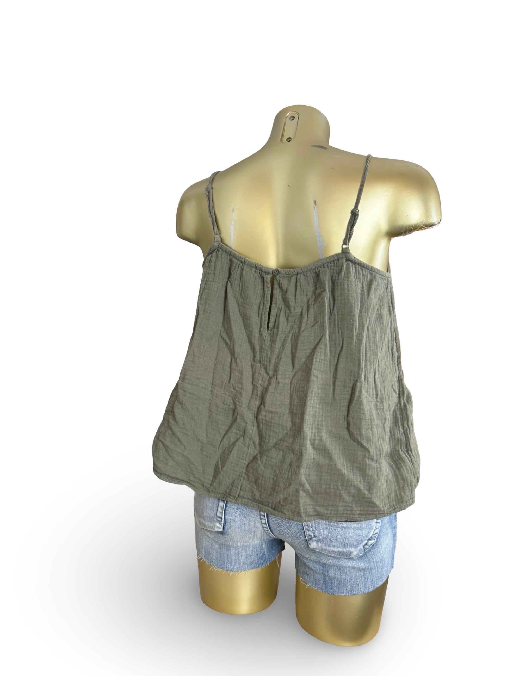 Khaki 100% cotton cami top (XS/S)