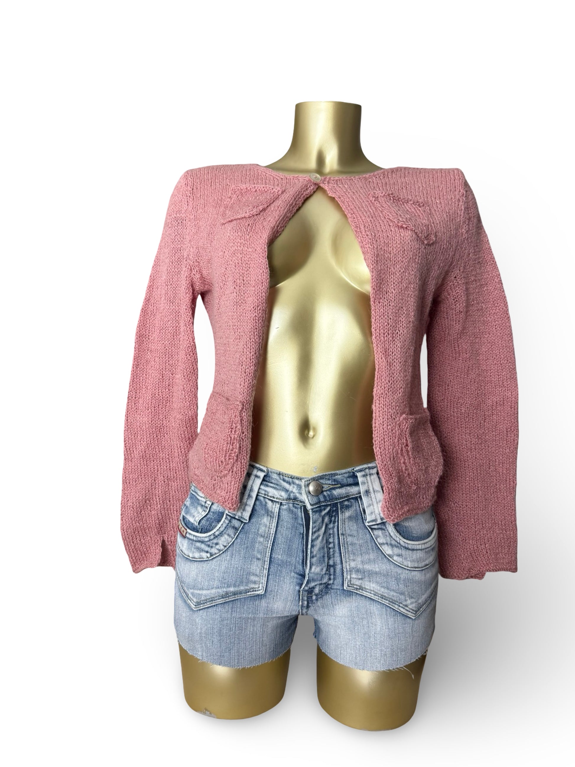 Pink knitted cardigan jumper (M/L)