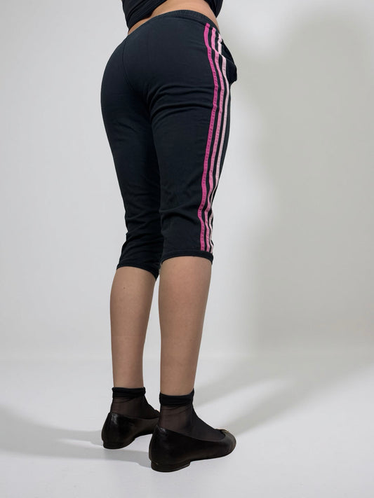Black & pink cotton low rise capri pants (S)