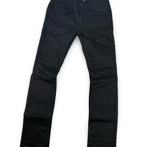 Black denim low rise straight legs pants (S)