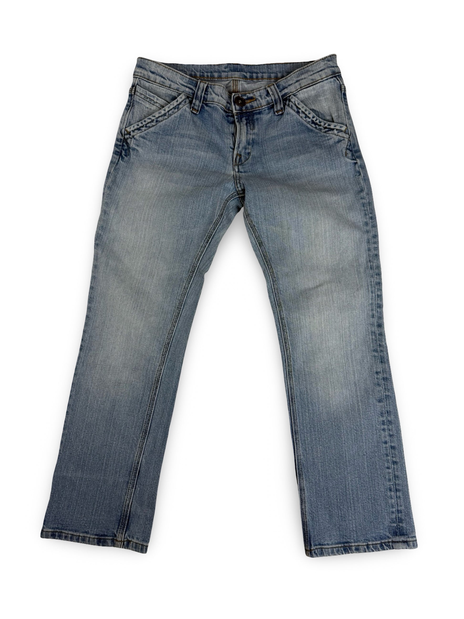 Blue denim low rise capri pants (S)