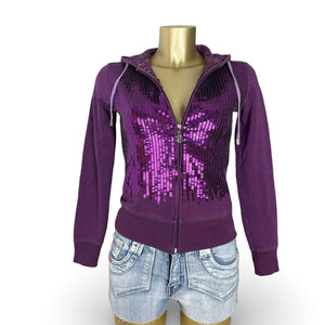 Purple sequins zip up hoodie (S/M)