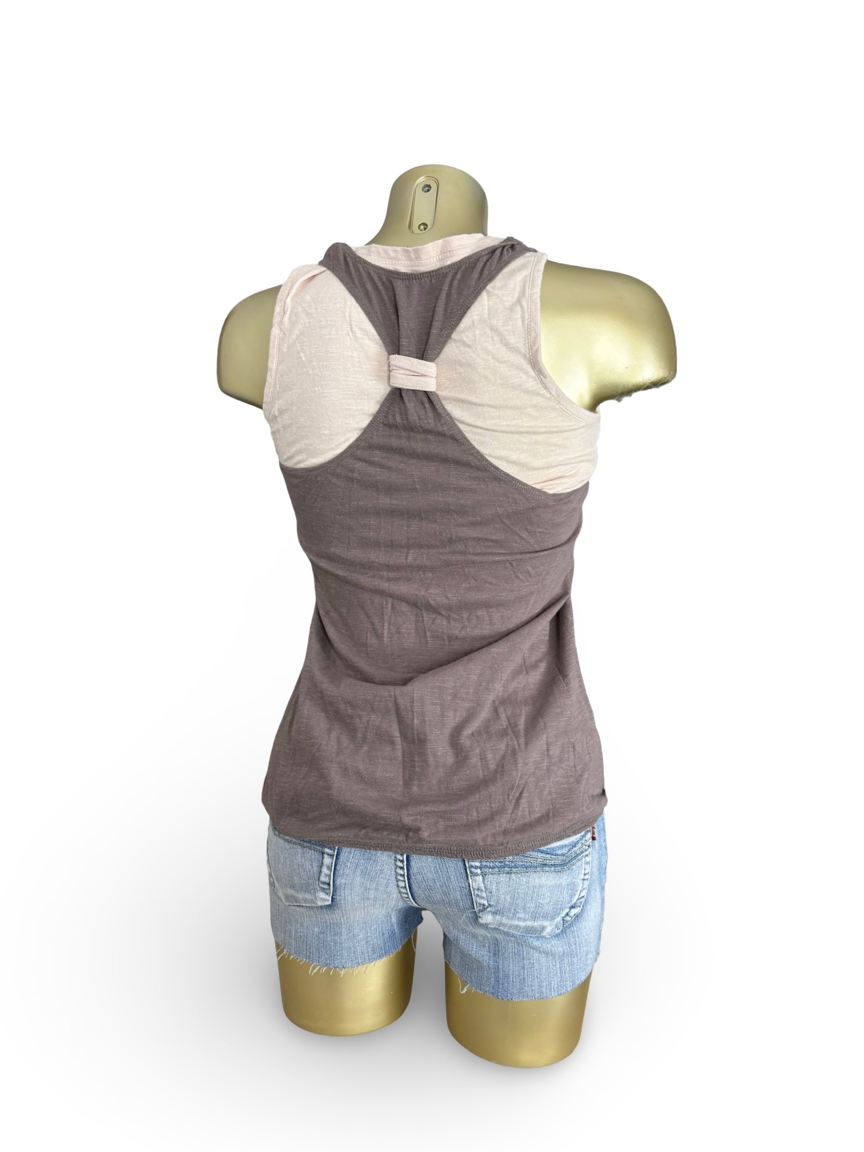 Beige 2 in 1 cotton tank top (XS/S)