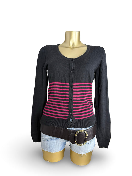 Black striped cardigan jumper (XL)