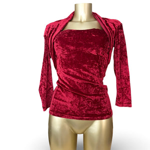 Red velvet tight fit long sleeves top (S)
