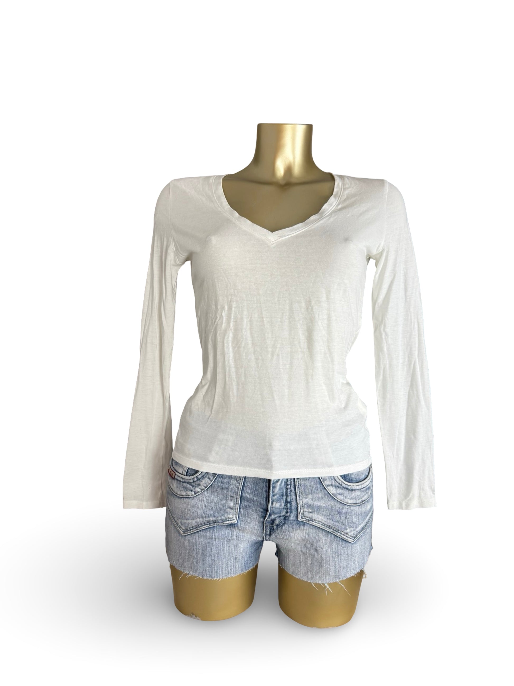 White cotton long sleeves top (S)