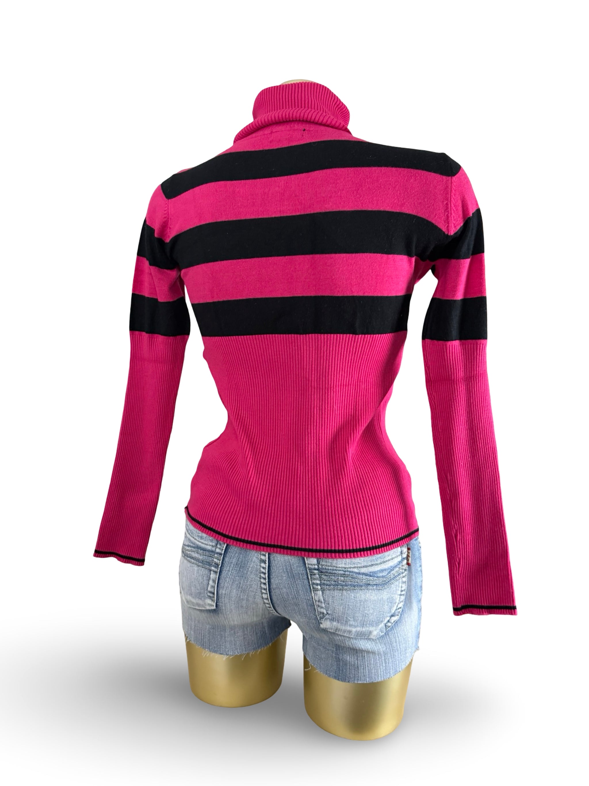 Pink striped turtleneck jumper (S/M)