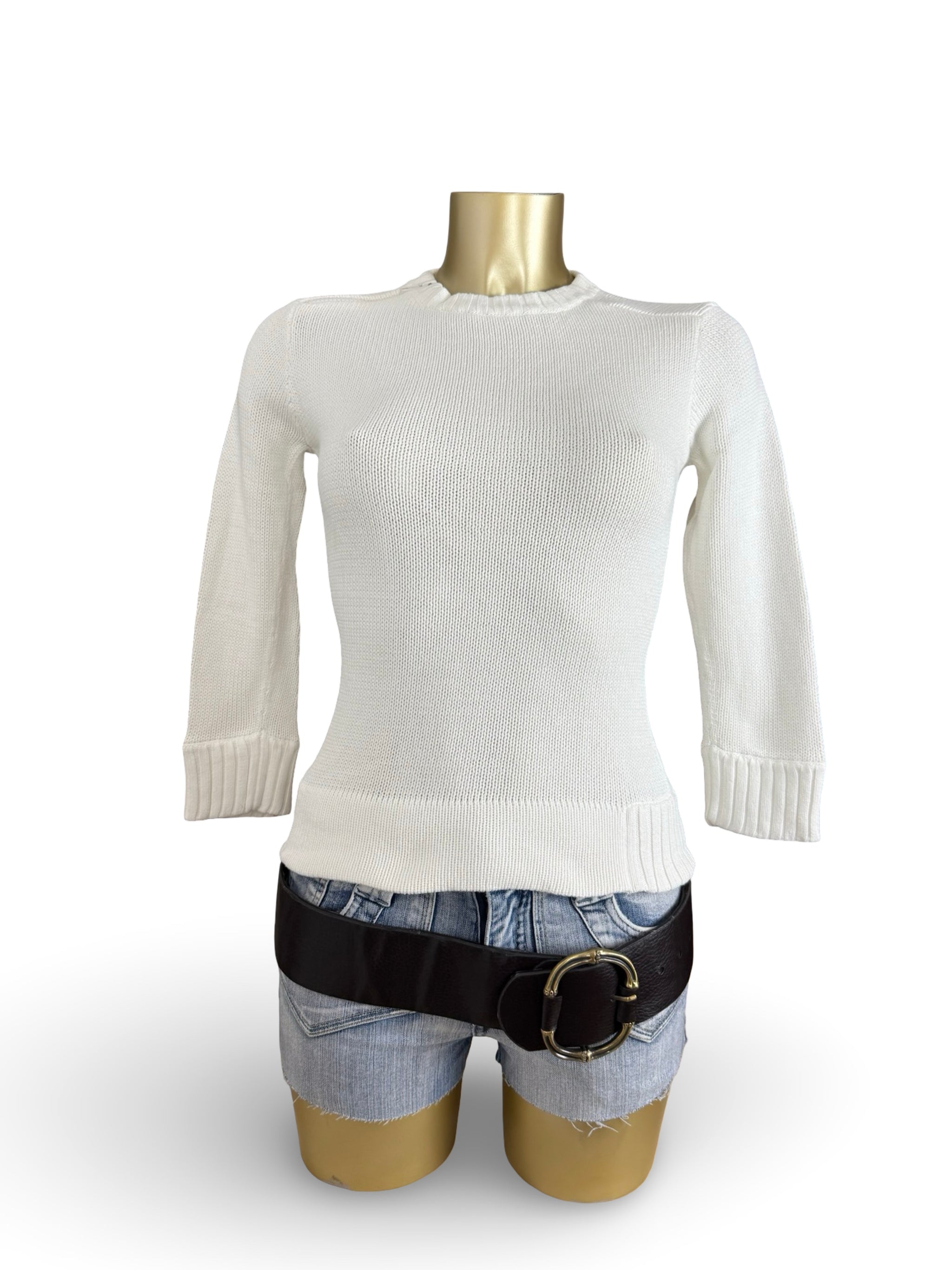 White zip up round neck jumper (XS)