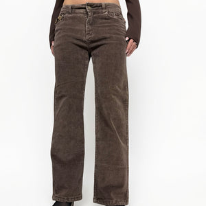 Brown velvet ribbed panther baggy pants (M)