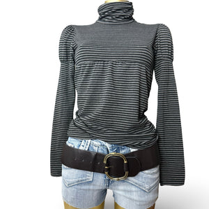 Grey striped turtleneck long sleeves top (M)