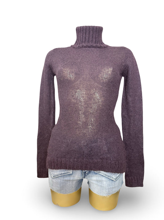Purple mohair & wool turtleneck jumper (S)