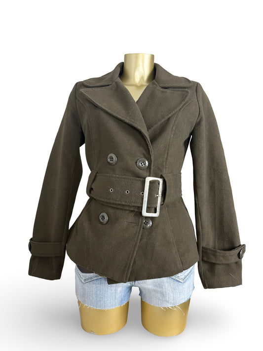 Khaki tight fit trench coat with belt (XS)