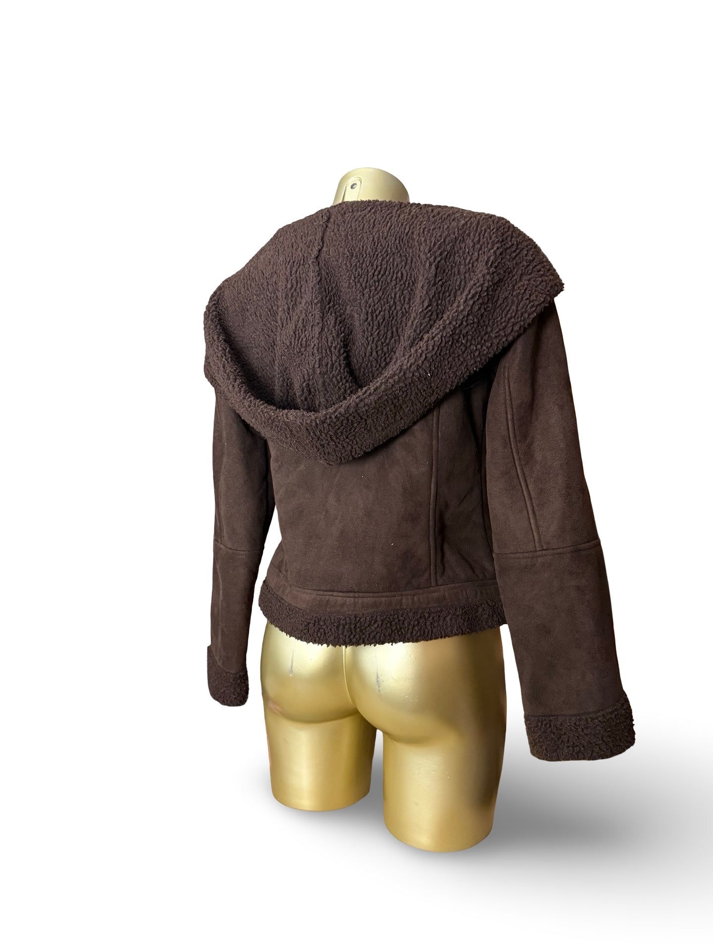 Bown suede inside fur hooded winter jacket (S/M)