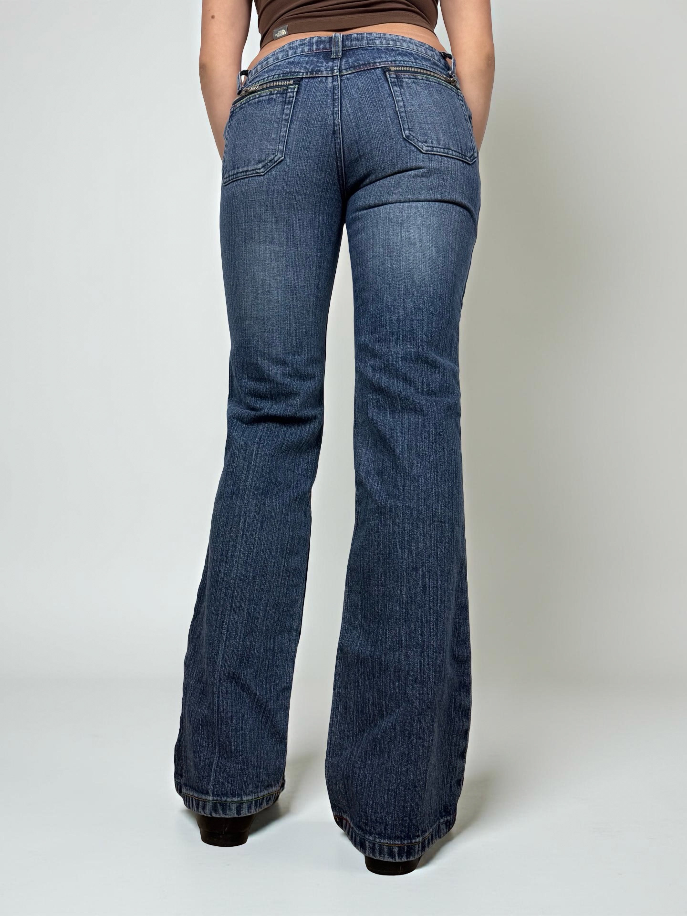 Blue denim flare bootcut pants (XS/S)