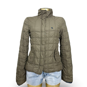 Khaki duck down warm puffer jacket (S)