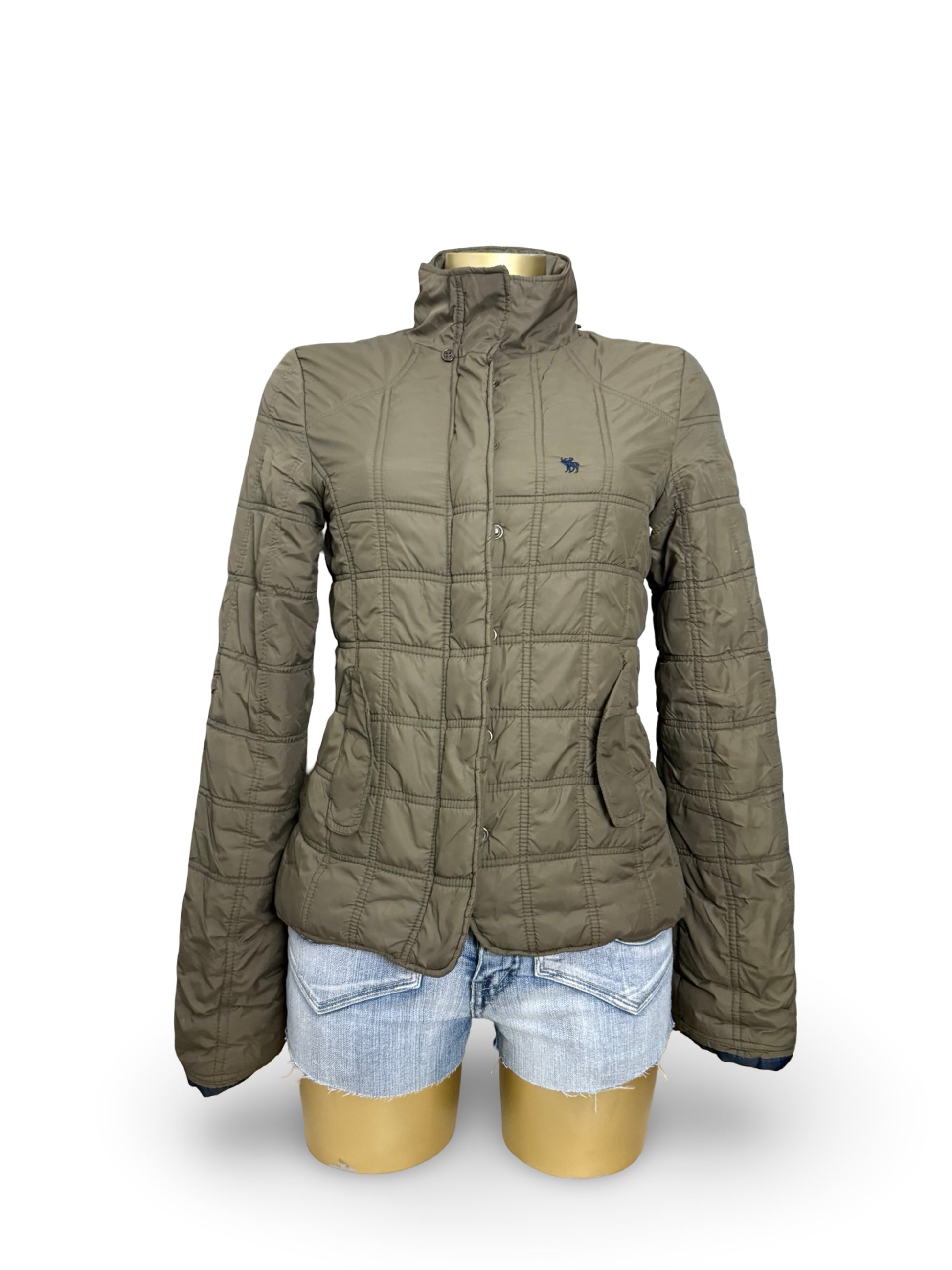 Khaki duck down warm puffer jacket (S)