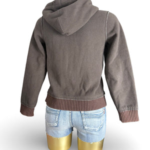 Khaki fleece hoodie jacket (S)