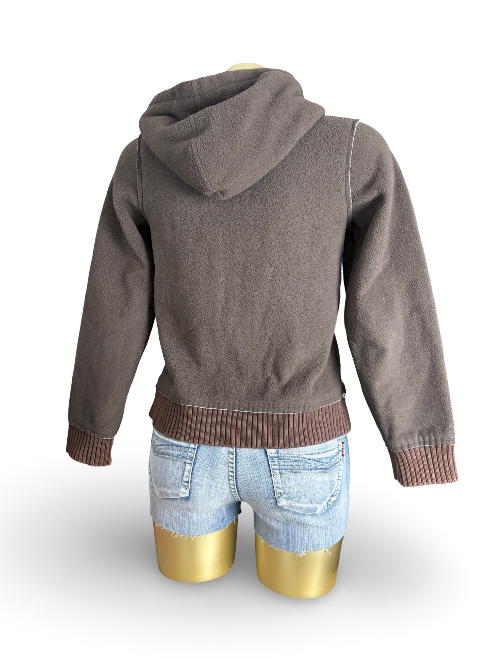 Khaki fleece hoodie jacket (S)