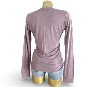 Lilac V neck tight fit long sleeves top (M)