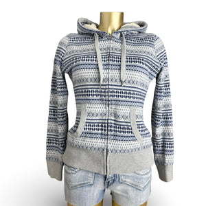 Grey graphic inside fleece hoodie (S/M)