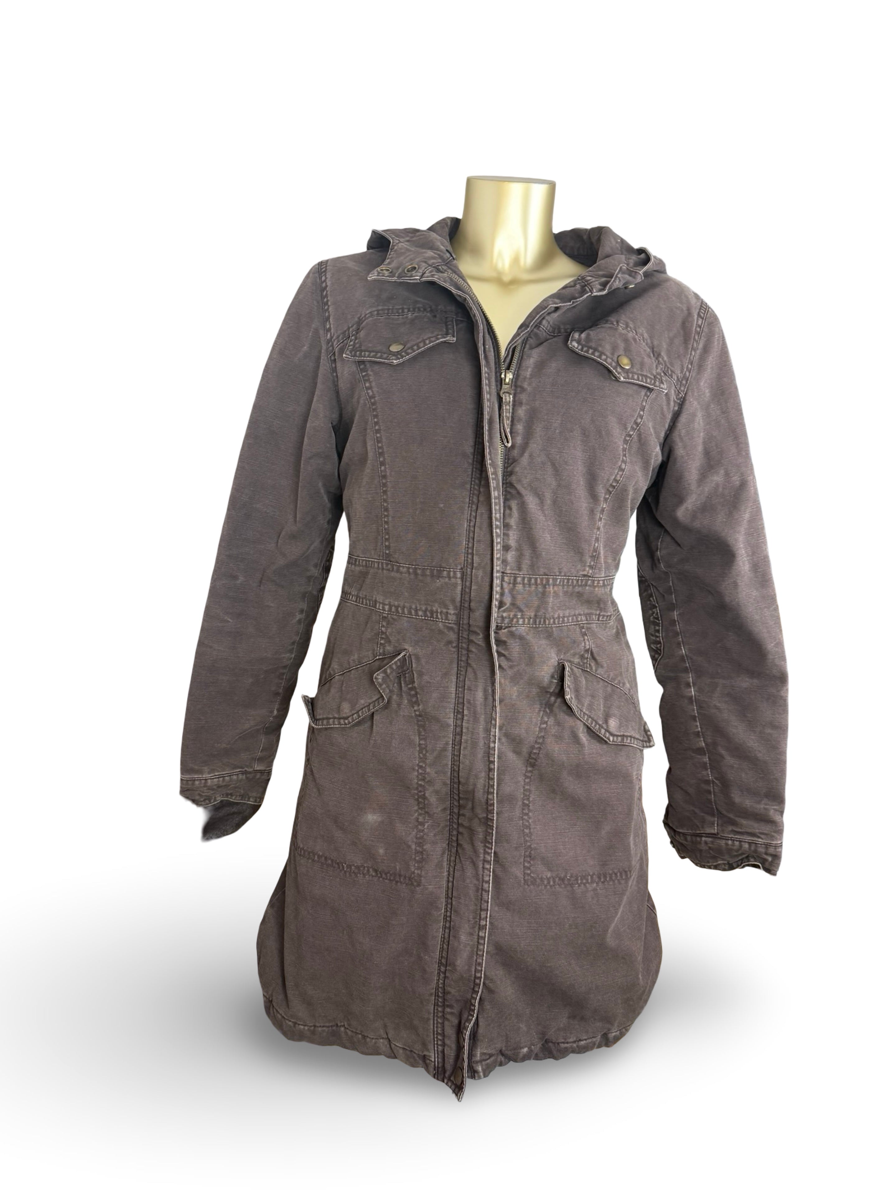 Brown hooded winter parka jacket (M)