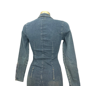 Blue denim tight fit long sleeves dress (S)