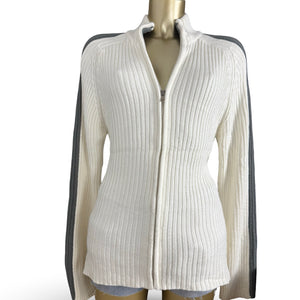 White ribbed zip up cardigan jumper (XL)