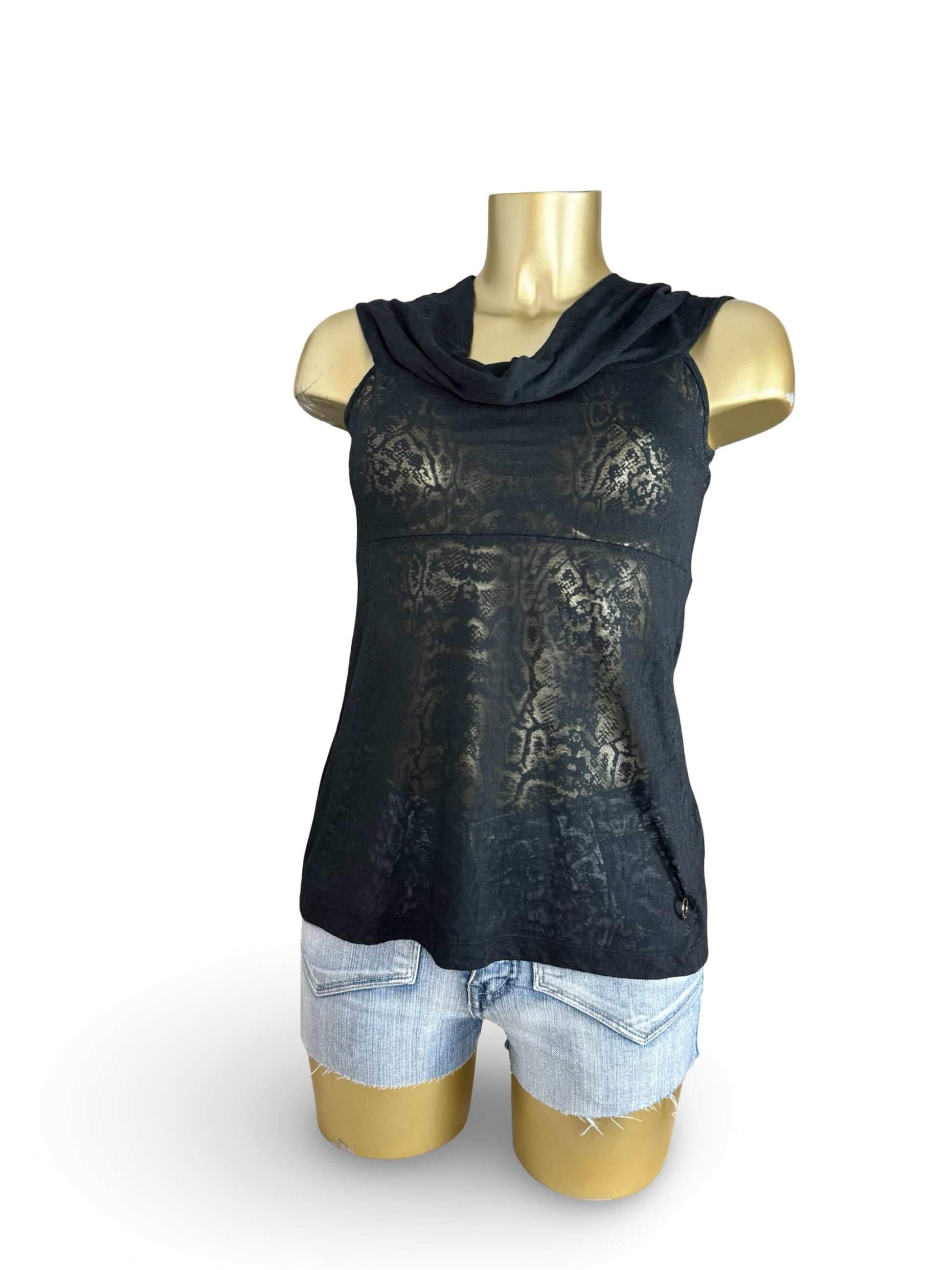 Black off shoulders cotton tight fit top (M)