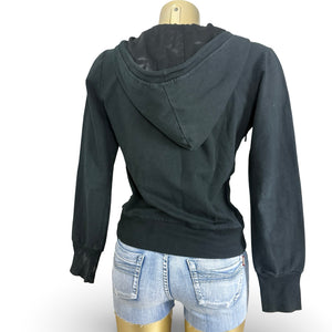 Black zip up 100% cotton hoodie (S/M)